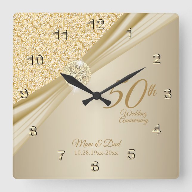 Horloge Carrée 00e Mariage de diamant d'or à l'anniversaire Keeps (Recto)
