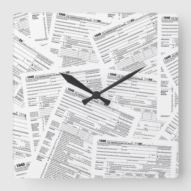 Horloge Carrée 1040 Formulaires fiscaux pour 2020 (Recto)
