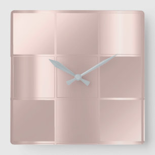 Horloge Carrée 10 Minutes Minimum Square Geometry Rose Lux