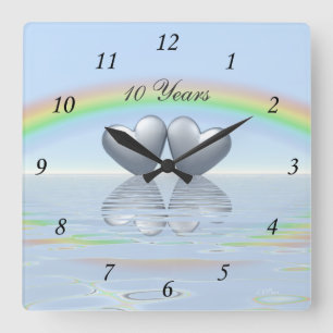 Horloge Carrée 10th Anniversary Tin Hearts
