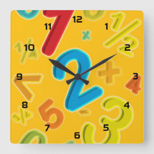 Horloge Carrée 123 mathématiques