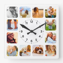 12 Photo Rounded White Wall Clock