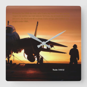 Horloge Carrée 144:1 de psaume de "ma roche" - 2