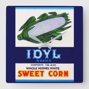 Horloge Carrée 1930 Idyl Sweet Corn étiquette