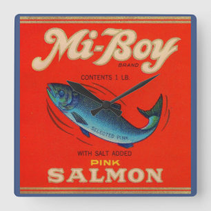 Horloge Carrée 1930s Mi-Boy saumon rose peut étiquette