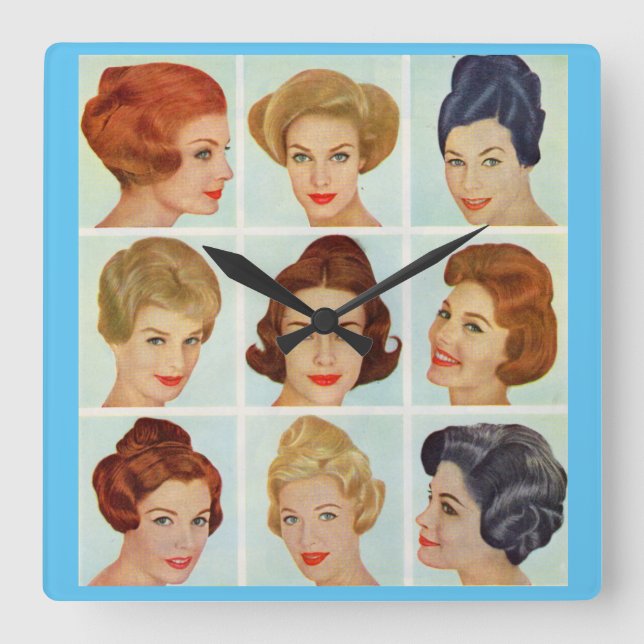 Horloge Carrée 1960 s hairstyles grid (Recto)