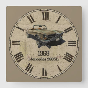 Horloge Carrée 1968 Mercedes 280SL Roman Numeral