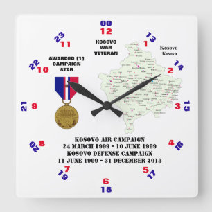 HORLOGE CARRÉE 1 ÉTOILE DE CAMPAGNE KOSOVO WAR VETERAN