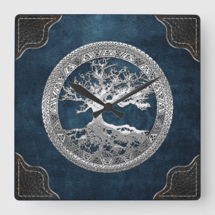 Horloge Carrée [200] Arbre Celtique de Vie [Argent]