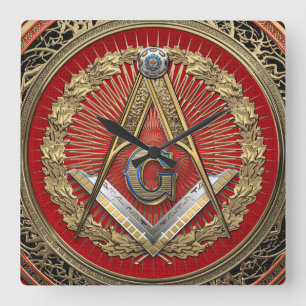 Horloge Carrée [200] Master Mason - Gold Carré & Compass