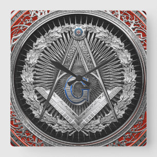 Horloge Carrée [200] Master Mason - Silver Square & Compass