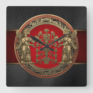 Horloge Carrée [200] Two Gold Ninurtas with Tree of Life