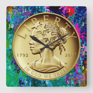 HORLOGE CARRÉE 2017 GOLD LADY LIBERTY COIN