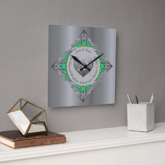 Horloge Carrée 20e anniversaire du Mariage émeraude