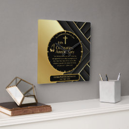 Horloge Carrée 25e Anniversaire du prêtre pasteur Ordination cade