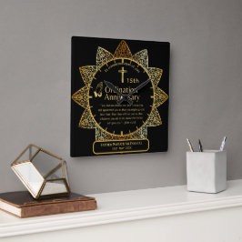 Horloge Carrée 25e Anniversaire du prêtre pasteur Ordination cade