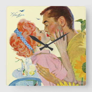 Horloge Carrée 2 Amour-Frappés