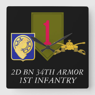 Horloge Carrée 2D INFANTERIE de la trente-quatrième ARMURE de