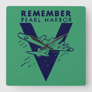 Horloge Carrée 2ÈME GUERRE MONDIALE Blue Se souvenir Pearl Harbou