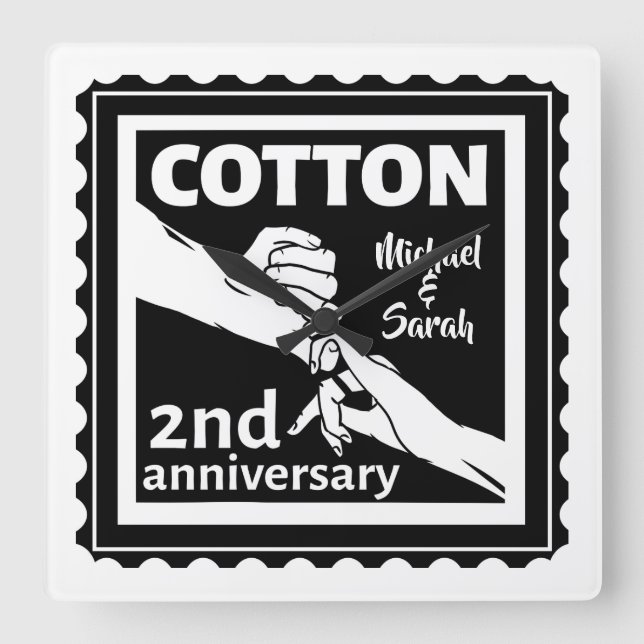 Horloge Carrée 2nd Wedding anniversary Holding hands (Recto)