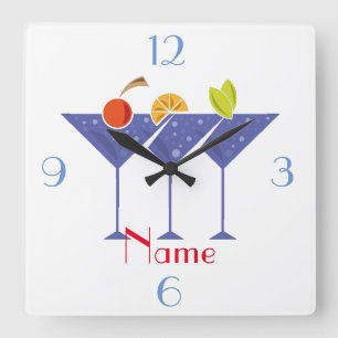 Horloge Carrée 3 cocktails Martini Thunder_Cove