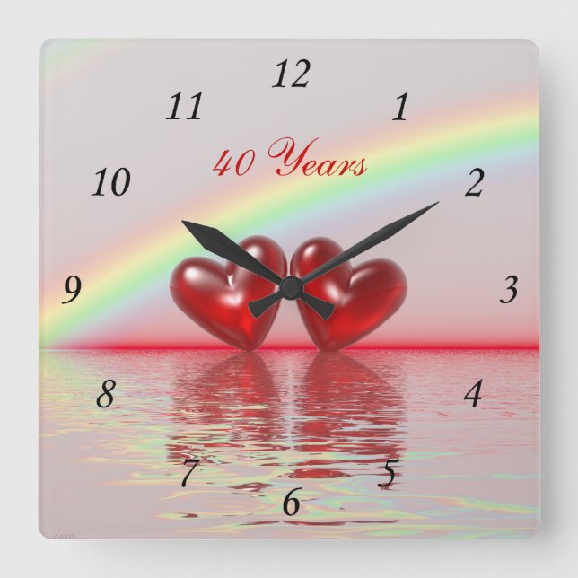 Horloge Carrée 40e Anniversary Ruby Hearts (Recto)