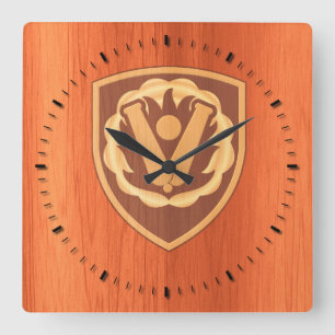 Horloge Carrée 59e brigade d'artillerie Patch - inlay en bois de