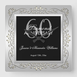 Horloge Carrée 60th Wedding Anniversary