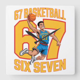 Horloge Carrée 67 Basket-ball Six Seven