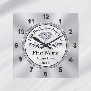 Horloge Carrée 75e anniversaire Idées cadeaux pour un homme, ou u