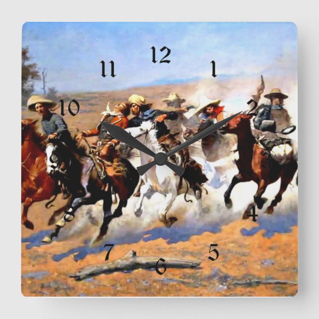 Horloge Carrée A Dash for the Timber, Frederic Remington, (Recto)