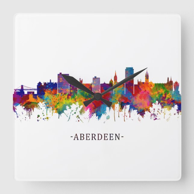 Horloge Carrée Aberdeen Scotland Skyline (Recto)