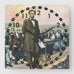 Horloge Carrée Abraham Lincoln Recites the Gettysburg Address