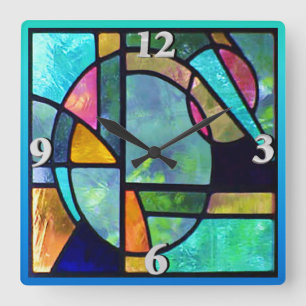 Horloge Carrée Abrégé sur 1 en verre souillé