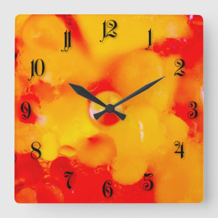 Horloge Carrée Abréviation rouge