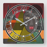 Abstract african mask in re vintage colors