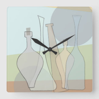 Horloge Carrée Abstract Bottles Clock
