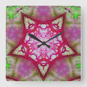 HORLOGE CARRÉE ABSTRACT PINK FUCHSIA