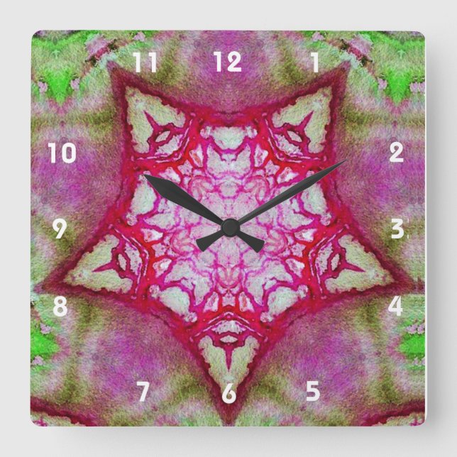 HORLOGE CARRÉE ABSTRACT PINK FUCHSIA (Recto)