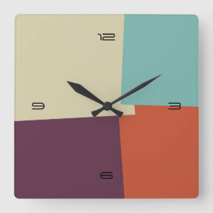 Horloge Carrée Abstract Retro Color Geometric Pattern #7