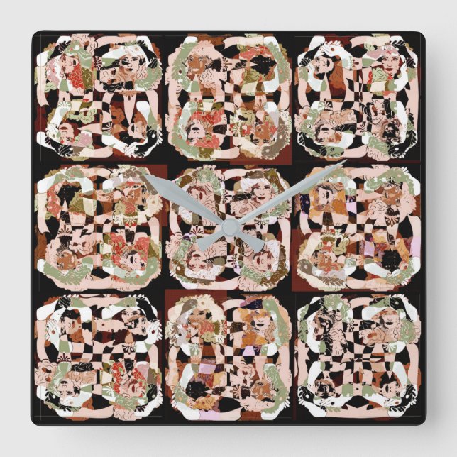 Horloge Carrée Abstrait (Recto)