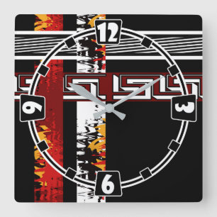 Horloge Carrée Abstrait, ethnique, créatif