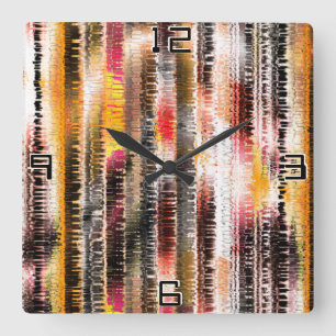 Horloge Carrée Abstrait rayé de papier découpé