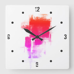 Horloge Carrée abstrait rouge violet minimal moderne