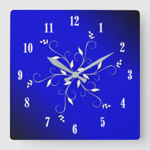 Horloge Carrée Accent blanc électrique de nombres de bleu de
