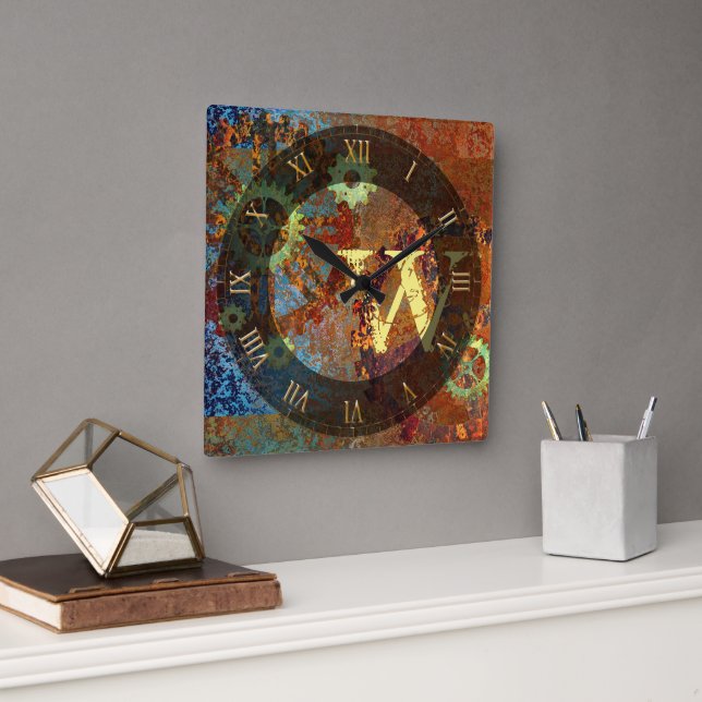 Horloge Carrée Accessoires d'horlogerie Steampunk rouillé (Bureau)