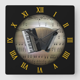 Horloge Carrée Accordion ~ Arrière - plan "La Planète Musicale" *
