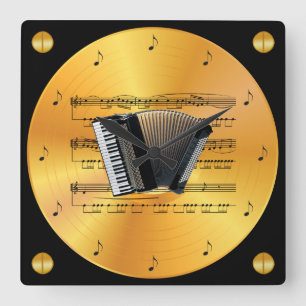 Horloge Carrée Accordion ~ Sheet Music ~ Gold Record ~