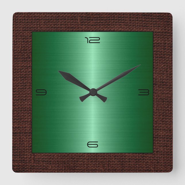 Horloge Carrée Acier vert Inoxydable Bordure moderne Burap (Recto)