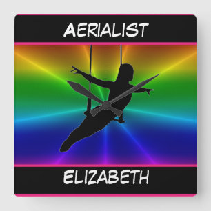 Horloge Carrée Acrobate Rainbow Burst